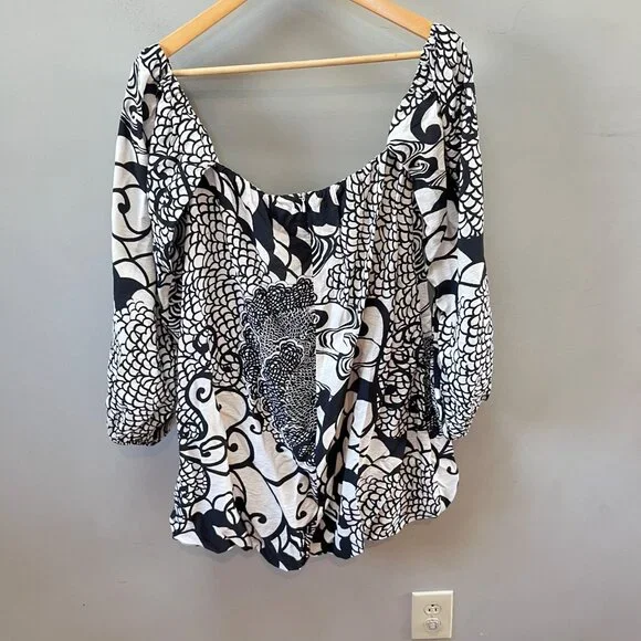 NEW Alexis Ellora Mini Dress in‎ Black and Cream Print- Size M